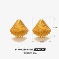 Golden shell-shaped stainless steel stud earrings measuring 1.7cm by 1.8cm for women - Gold