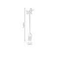 Cat shaped stainless steel dessert fork in silver finish, 14.9cm length for fruits - Silver Standing Cat Fork