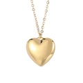 Golden 18K gold-plated stainless steel heart pendant necklace with fine chain links - Heart Pendant Necklace (KP39558-Z) / Gold