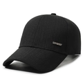 Klassieke zwarte baseballpet met zilveren SPORT-logo en geribbelde katoenstructuur - Verstelbaar / Zwart