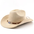 Détail d'un chapeau fedora en daim avec cordon et ornement métallique de main de Hamsa - M(56-58cm) / Chameau Clair
