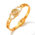 Bracciale in acciaio inossidabile dorato con numeri romani e zirconi scintillanti - Oro (KAS831)