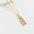 Collier vintage français doré avec pendentif lettres KISS et pierres en zircon blanc - Lettre KISS