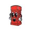 Broche en métal cabine téléphonique britannique rouge avec détails noirs et blancs vifs - Style Cabine Téléphonique (QHXZ2722)