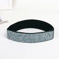 Close-up of wide elastic belt featuring shiny blue and silver glitter sequin texture - Model 4 / Wide (Blue & Silver Sequins)