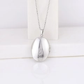 Oval silver stainless steel locket necklace with polished finish and photo frame feature - Oval Smooth 24*16/Steel