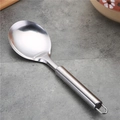 Mestolo da zuppa in acciaio inox lucidato con manico tondo cavo e asola per appenderlo - Cucchiaio per Riso