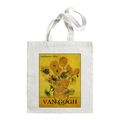 Canvas tote bag featuring Van Gogh's Sunflowers art print with vintage beige finish - Sunflowers 1889