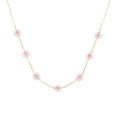 Elegant gold necklace featuring lavender crystal flower charms with a delicate chain - Necklace / Gold-Light Purple