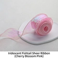 Iridescent fishtail organza ribbon in sakura pink color for floral gift packaging - Sakura Pink