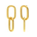 Doppelte ovale Ohrstecker aus 18K vergoldetem Edelstahl mit feiner Schlangenstruktur - Schlangenmuster Doppelglied Stil / Gold