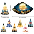 Set de 6 sombreros de papel para Halloween con estampados de calabaza y dimensiones - Con cordón elástico / Sombrero de Halloween Estilo A