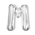 Silver foil alphabet balloon in letter M shape for birthday and party decorations - 16-inch Silver Slim Letter Aluminum Foil Balloon (m)