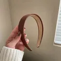 Brown wide fabric headband with textured finish and anti-slip lining for women - Brown