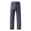 Vintage loose wide-leg denim jeans in dark grey wash with classic straight cut for women - S / Black