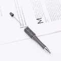 DIY beadable ballpoint pen in charcoal grey with sparkling rhinestones and silver accents - Black Ink / Bentley Grey