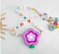 Purple flower silicone crossbody bag for girls with colorful printed adjustable strap - Small Camellia Bag-Purple