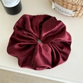 Oversized burgundy satin scrunchie with silky finish and elegant pleated texture - Large 22cm / Retro Copper