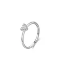 Sparkling S925 sterling silver heart-shaped cubic zirconia ring in minimalist style - US Size 5 / Silver