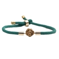 Adjustable green Milan rope bracelet with a gold lion head charm for men and women - Lion Head / Green