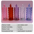 Set of five colorful LED crystal candle lights with diamond texture for romantic decor - 5.3*16cm Blue Rose Small without Base