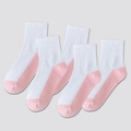 Five-pack of white and pink mid-tube cotton sports socks with ribbed cuffs for children - Pink Contrast (Pack of 5)
