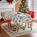 Christmas polyester tablecloth with festive tree patterns in a cozy dining room setting - 140*100cm / Christmas Tree