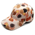 Damen Baseballkappe mit floralem Druck in Orange und Beige für sommerlichen Sonnenschutz - M (56-58cm) / Schwarz
