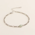 Raffinato bracciale in argento S925 con una pietra di avventurina verde ovale lucida - Argento 925 / Oro Bianco