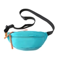 Lake blue waterproof fanny pack with orange zippers and adjustable black nylon strap - Green
