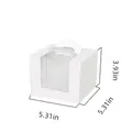 White cake box with handle and clear window, dimensions 13.5x13.5x10cm (5.3x5.3x3.9in) - 3 Inch White With Tray