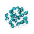 Teal glass mushroom beads with white spots for DIY jewelry making and bracelets - Teal