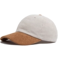 Retro corduroy baseball cap in cream and brown contrast colors for a vintage look - One Size(Adjustable) / Camel