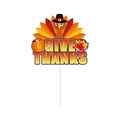 Dettaglio del cartello da giardino del Ringraziamento con tacchino e 'GIVE THANKS' - 1pc Topper per Torta Grande
