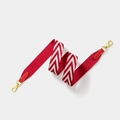 Red and white V-pattern canvas strap with red lychee leather and gold metal clips - 3.8cm Width 70cm Length / Red Gold Buckle