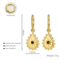 Orecchini a goccia in acciaio placcato oro 18K con texture a raggiera e strass nero - Stile Goccia d'acqua con Strass Neri (ZE477G)