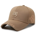 Khaki baseball cap featuring NY 3D embroidery and pineapple fabric texture - Adjustable / Deep Beige