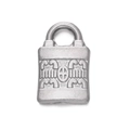 Silver plated stainless steel handbag charm with embossed details for DIY jewelry - Steel 561# Blessing Bag Lock / 8.5*13.5mm