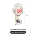 Creamy white vacuum suction hook with pink bow decoration and metal hanging part - Pink Bowknot / Milk White