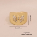 Irregular gold-plated ring with butterfly zircon inlay measuring 1.5cm wide and 2cm long - Butterfly Shape Style(9#)