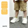 Waterproof white disposable high-top shoe covers for kids size 25-34 with drawstring closure - Kids Transparent