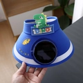 Blue kids sun visor with solar fan and cute dinosaur detail for outdoor protection - Solar Fan Style / Ice Silk Animal Solar Fan-Blue Dragon