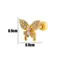 Gold butterfly cartilage stud earring with white rhinestones and pearls, 0.9cm size - 9# Golden Yellow