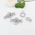 Silver 18K plated circular pave CZ necklace connector clasp 10mm diy jewelry parts - Small Round / Silver