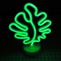 Neon green monstera leaf LED lamp with a white round base for Christmas gift - Monstera Leaf Green