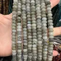 Natural labradorite rondelle spacer beads for DIY jewelry with blue and green flash - 5*8mm (Per Strand) / Labradorite