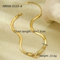 Collier chaîne serpent plate dorée à l'or 18K pour femme avec connecteur anneau - Style Tête de Serpent / Or - Zircone vert
