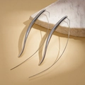Detailed view of silver teardrop earrings with a sleek metallic finish and long hooks - Earring Hooks / Silver