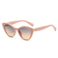 Stylish nude pink cat-eye sunglasses for women with trendy gradient lenses at 45-degree angle - Pink Frame Gradient Grey Tea Lens