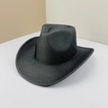 Elegant black frosted felt cowboy hat with a curved brim for parties and outdoor wear - Adjustable M (56-58cm) / Black